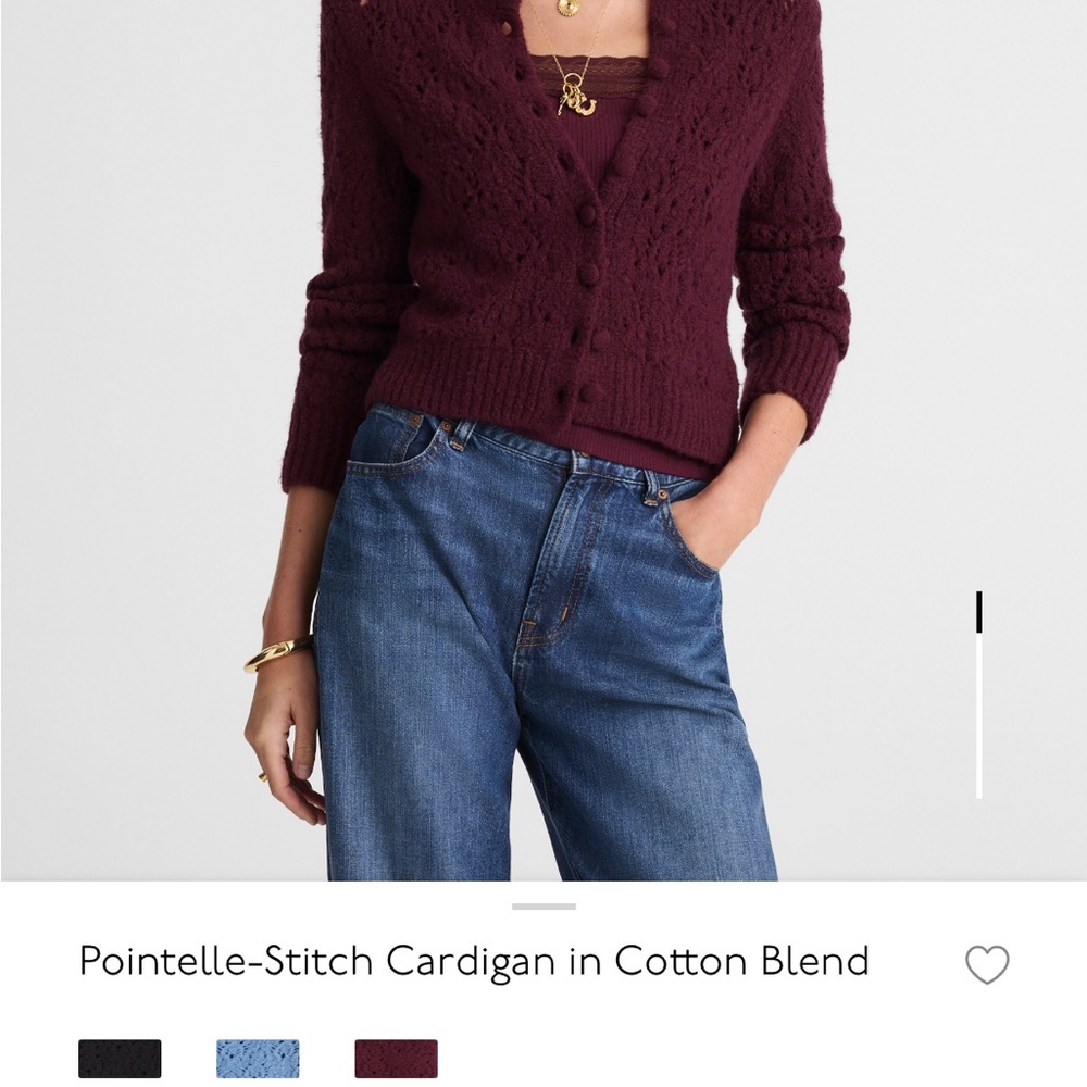 Madewell Deep Burgundy Pointelle Cardigan
